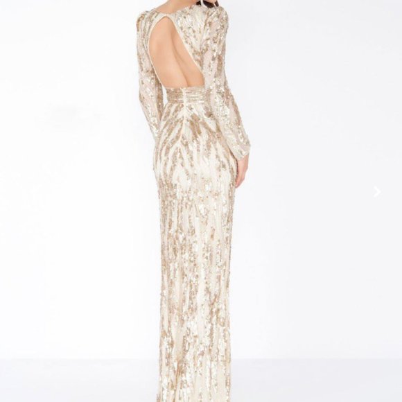 Mac Duggal Gold Sequin Gown - Picture 2 of 4